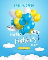 Happy Father's Day background or banner with realistic elements. vector