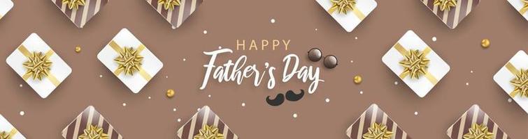 Happy Father's Day background or banner with realistic elements. vector