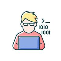 Programmer, computer expert RGB color icon vector