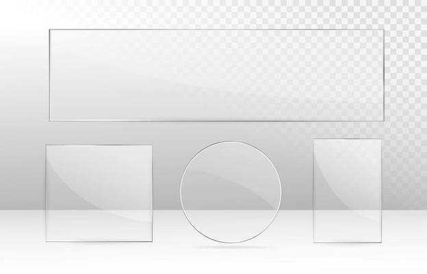 Glass objects on transparent background.