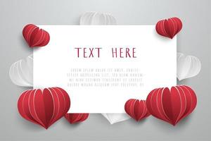 Love card background with heart paper cut style element. vector