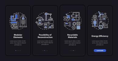 Futuristic office building onboarding mobile app page screen with concepts vector