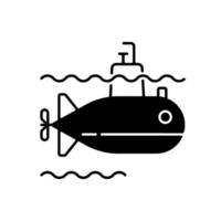 icono lineal submarino negro vector