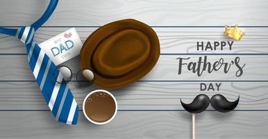 Feliz día del padre fondo o banner con elementos realistas. vector