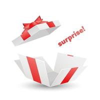 Surprise open box on white background. Isolated. vector