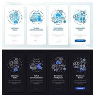 Interpersonal skill self assessment onboarding mobile app page screen with concepts vector