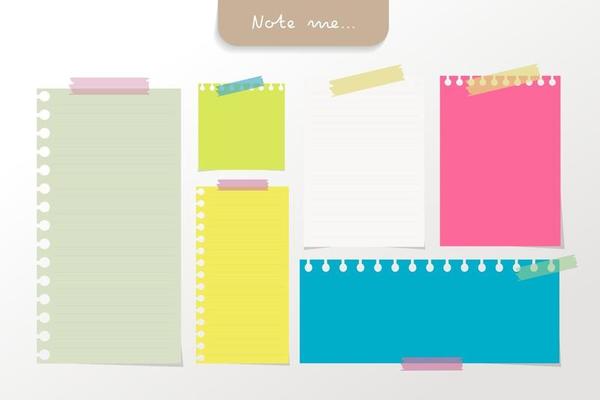 Paper note and office elements. Reminder object concept.
