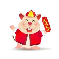 Rat character with chinese costume. Happy Chinese New Year. vector