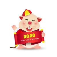 personaje de rata con traje chino. feliz Año Nuevo Chino. vector