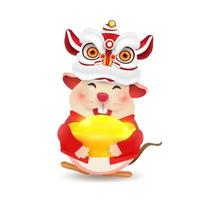Rat character with chinese costume. Happy Chinese New Year. vector