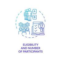 Eligibility and participants number concept icon vector