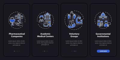 Research donation onboarding mobile app page screen with concepts vector