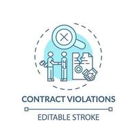 icono de concepto de violaciones de contrato vector