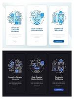 Future office design onboarding mobile app page screen with concepts vector