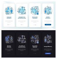 Future office building onboarding mobile app page screen with concepts vector