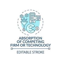 icono de concepto de absorción de tecnología y firma competidora vector