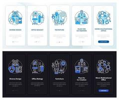 Workplace tendency onboarding mobile app page screen with concepts vector