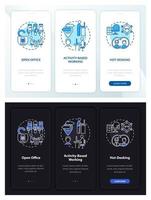 Future office environ onboarding mobile app page screen with concepts vector