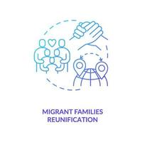 icono de concepto de gradiente azul de reunificación de familias migrantes vector