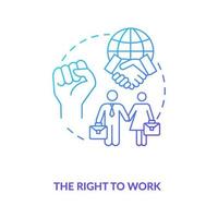The right to work blue gradient concept icon vector