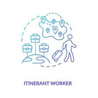 Itinerant worker blue gradient concept icon vector