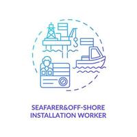 Seafarer and offshore installation worker blue gradient concept icon vector