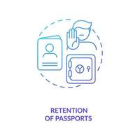 Retention of passports blue gradient concept icon vector