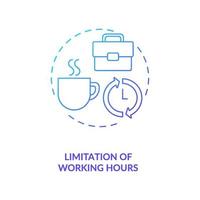 Limitation of working hours blue gradient concept icon vector