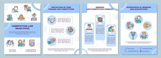 Competition law objectives brochure template vector