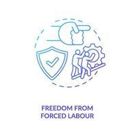 Freedom from forced labour blue gradient concept icon vector