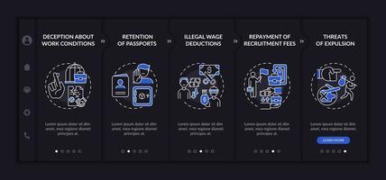 Migrant workers rights abuse onboarding vector template