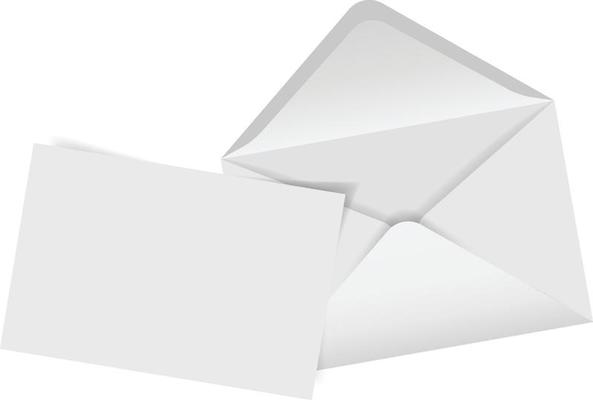 Envelope with blank note isolated on white background