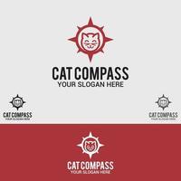 cat compass logo vector design template set