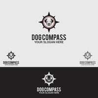 Conjunto de plantillas vectoriales de diseño de logotipo de brújula de perro vector