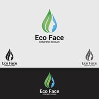 Conjunto de plantillas vectoriales de diseño de logotipo de cara ecológica vector