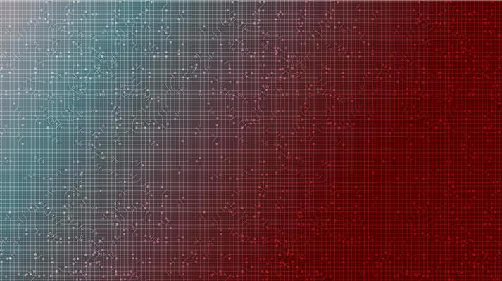 Red Digital Line Circuit Microchip on Technology Background
