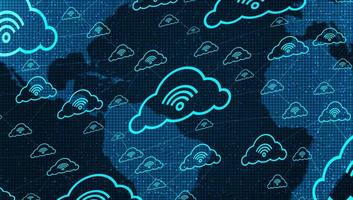 Cloud Network Connecting With Wifi icon on Global Technology background vector