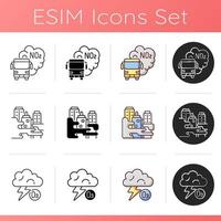 Air pollution icons set vector