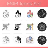 Air pollution icons set vector