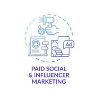 Paid social and influencer marketing concept icon vector