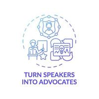 Turning speakers into advocates concept icon vector