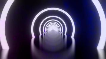 Movimento del ciclo 3 d dell'anello al neon incandescente e su sfondo scuro della stella della galassia. video