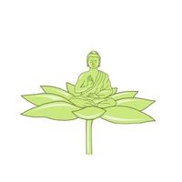 Buddha Sitting on Lotus Flower Drawing vector