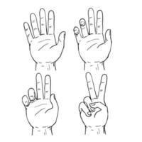 Victory or Peace Hand Sign Drawing vector