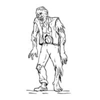 zombie caminando dibujo frontal vector