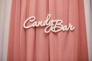 Candy Bar wooden board. Inscription candy bar photo