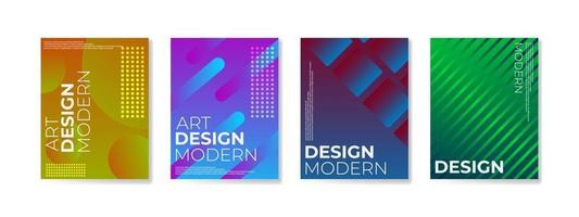 Poster set with gradient shapes composition background for corporate brochure and banner vector