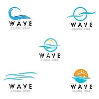 Conjunto de logotipo de diseño de ilustración de vector de icono de onda de agua