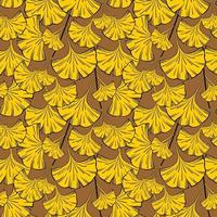 Seamless background with ginkgo biloba leaves vector