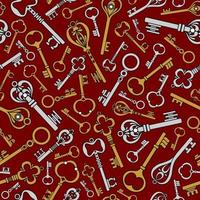 Vintage burgundy background with old keys vector